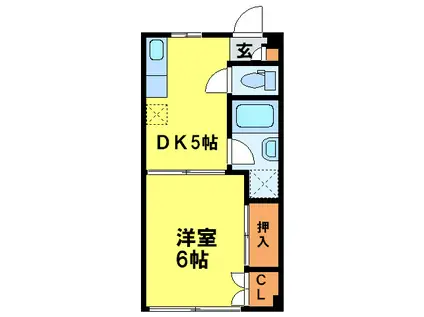 清洲ビル(1DK/3階)の間取り写真
