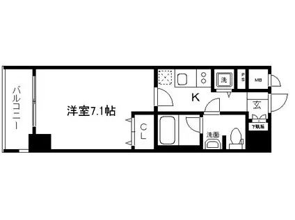 アスヴェル京都河原町二条(1K/4階)の間取り写真