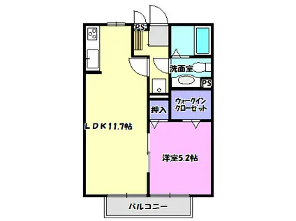 アルト守谷B棟(1LDK/1階)の間取り写真