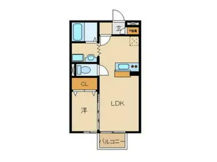 レセンテ大袋(1LDK/2階)の間取り写真