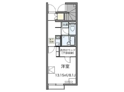 アルカディアII(1K/1階)の間取り写真