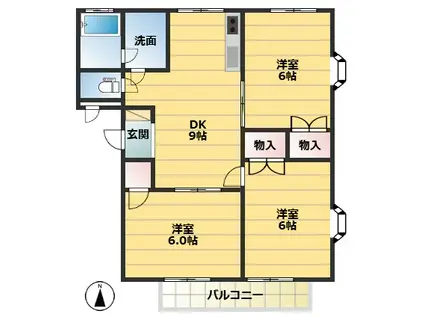 エクセレント ソシア(3DK/2階)の間取り写真