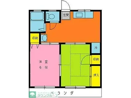 ゆたかハイツ(2DK/2階)の間取り写真