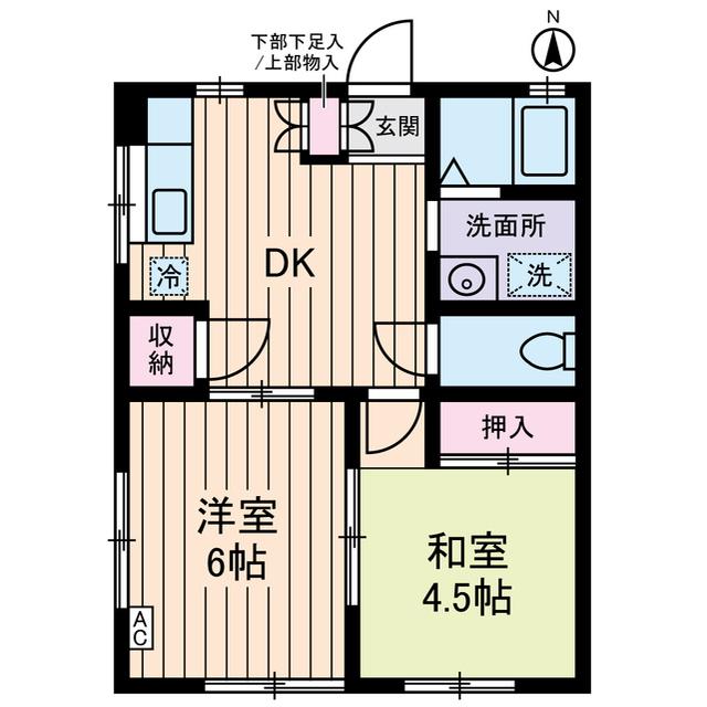パルホーム等々力(2DK/1階)の間取り写真