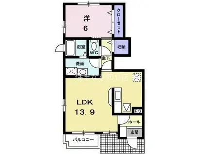 フローラガーデンA(1LDK/1階)の間取り写真