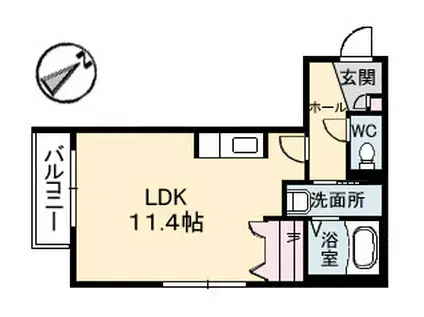 ベルヴュー段原(ワンルーム/3階)の間取り写真