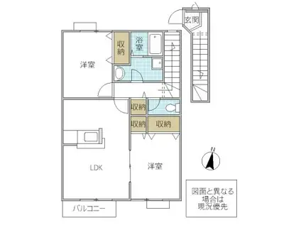 メゾン・ド・ラ・コリーヌ I(2LDK/2階)の間取り写真