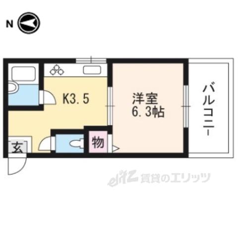 セントラル修学院(1K/3階)の間取り写真