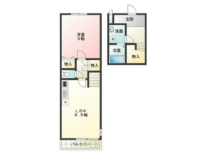 カーサブルピノ(1LDK/2階)の間取り写真