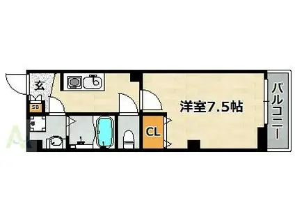 プラネックスKOBE(1K/2階)の間取り写真