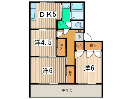 ベルメゾンアサヒC(3DK/1階)の間取り写真