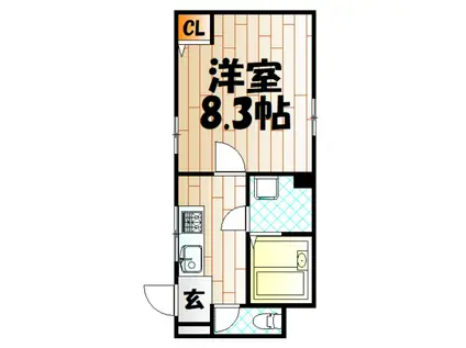 京町プレイスレジデンスII(1K/3階)の間取り写真