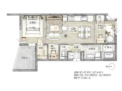 ETENA中仙道西(2LDK/2階)の間取り写真
