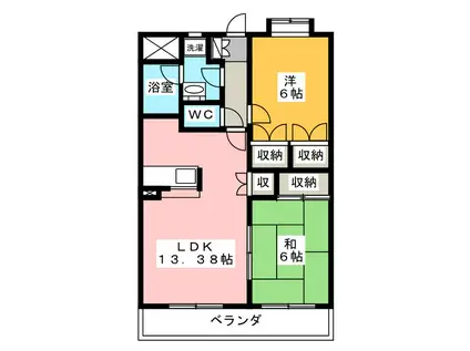 メルベーユ篭上II(2LDK/4階)の間取り写真