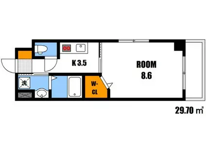 エクセラン・ストゥディオ(1K/1階)の間取り写真