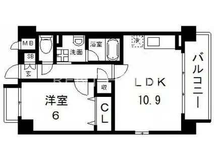 マルミーナ今里(1LDK/5階)の間取り写真