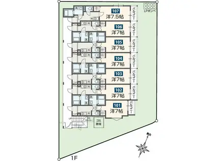 MELDIA長沼II(1K/3階)の間取り写真