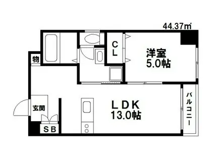 清ビル(1LDK/6階)の間取り写真