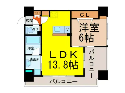 PERTE KANAYAMA(1LDK/5階)の間取り写真