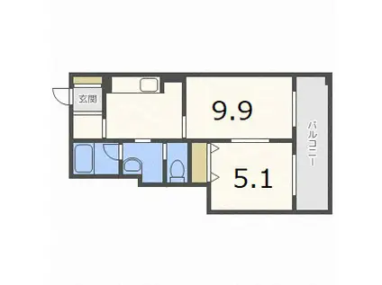 KDXレジデンス大通公園(1LDK/7階)の間取り写真