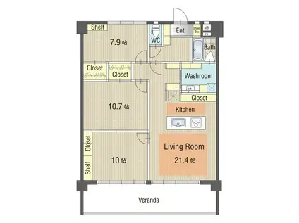 U・TOPIA TOWER(3LDK/9階)の間取り写真