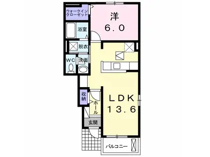 メゾン・ヴェルファイア LLL(1LDK/1階)の間取り写真