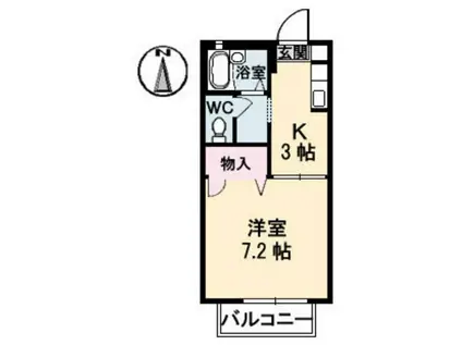 フォーレストヒルズ B棟(1K/2階)の間取り写真