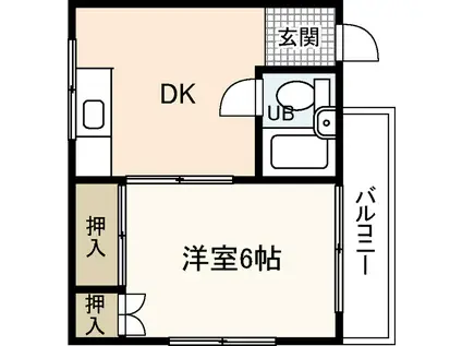 第5佐野ビル(1DK/3階)の間取り写真