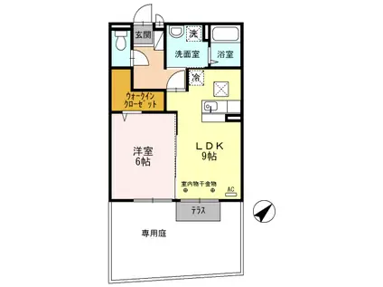 バーディーコート A棟(1LDK/1階)の間取り写真