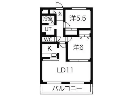 プレジール・マ・メゾン(2LDK/2階)の間取り写真