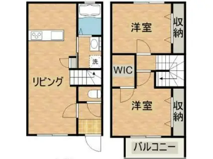 アテレーゼ下北方(2LDK/1階)の間取り写真