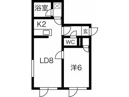 ローヤルハイツ宮の森弐番館(1LDK/1階)の間取り写真