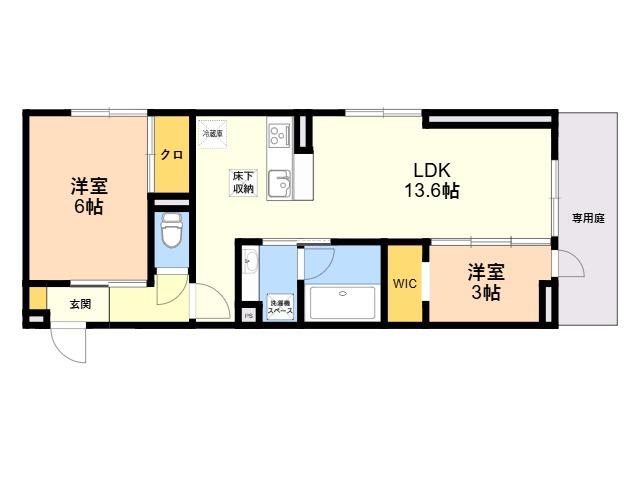 D-ROOM伊賀駅東(2LDK/1階)の間取り写真