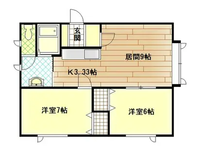 アルファシェトワ(2LDK/1階)の間取り写真