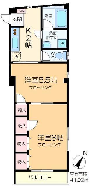 ロワジール(2K/1階)の間取り写真