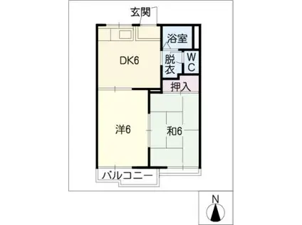 ファミール山本 D棟(2DK/2階)の間取り写真