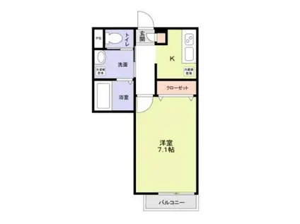 FOREST ウエスト(1K/1階)の間取り写真