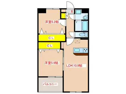 フォレストコートS(2LDK/3階)の間取り写真