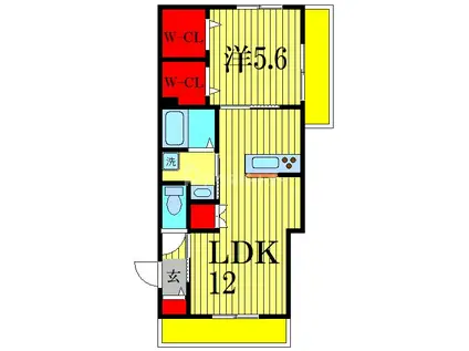 LE CIEL(1LDK/2階)の間取り写真
