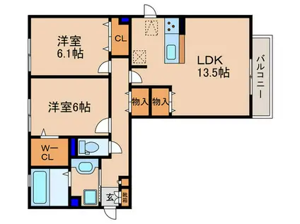DAYLIGHT HILLS(2LDK/1階)の間取り写真