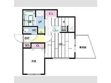 CARRERA菊水2ND(1LDK/1階)の間取り写真