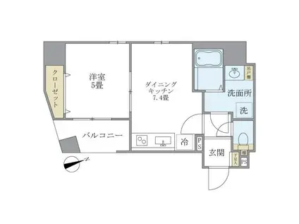 KDXレジデンス元浅草(1DK/4階)の間取り写真