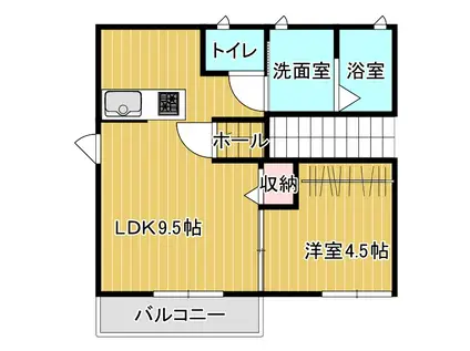 フォーレスYUMA D棟(1LDK/2階)の間取り写真