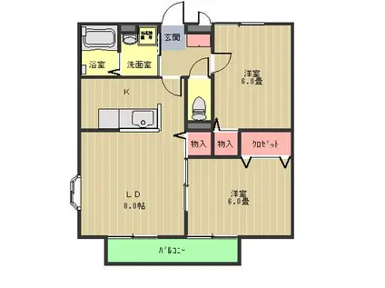 ドエルST II(2LDK/1階)の間取り写真