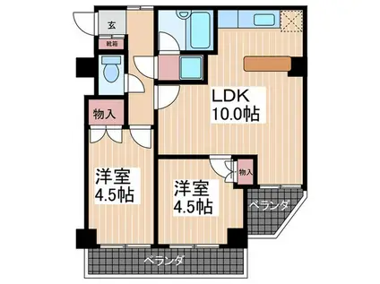 ベルクーレ堺町(2LDK/3階)の間取り写真
