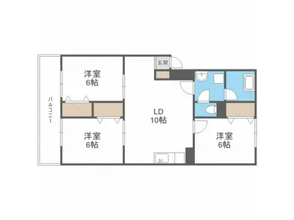 志免ビルB棟(3LDK/1階)の間取り写真