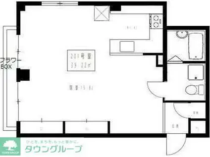 シャローム駒場(ワンルーム/2階)の間取り写真