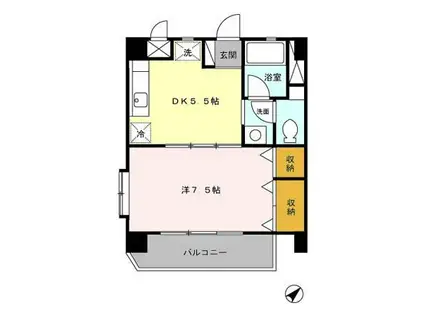 グローリぃー・スカイ(1SDK/3階)の間取り写真