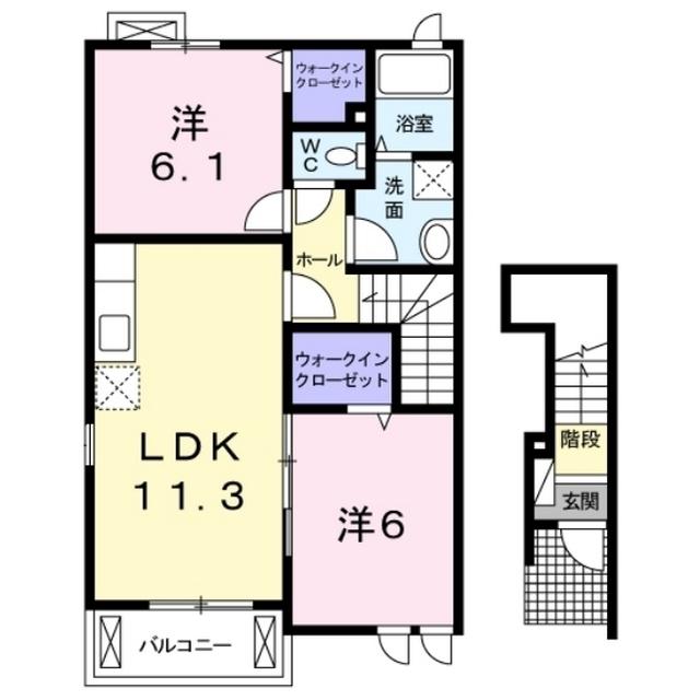 エスペランサI(2LDK/2階)の間取り写真