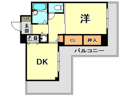 ブルームライフ兵庫(1DK/2階)の間取り写真